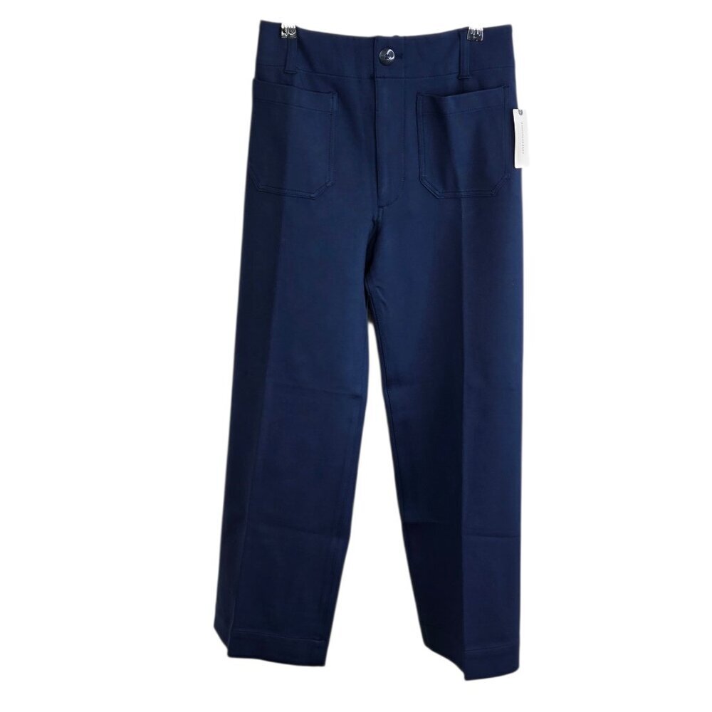 Anthropologie Maeve The Colette Ponte Crop Wide-Leg Pant, Navy, Hi-Rise, 28 Tall